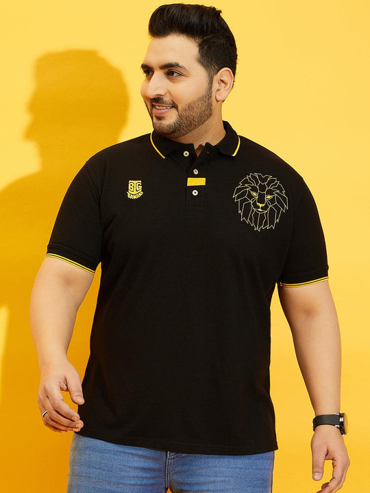 Men Plus Size Thom-Black Solid Polo Tshirt