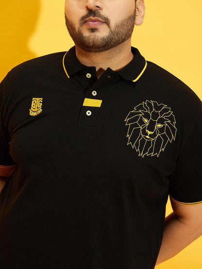 Men Plus Size Thom-Black Solid Polo Tshirt