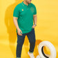 Men Plus Size Thom-Sea Green Solid Polo Tshirt