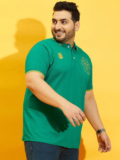 Men Plus Size Thom-Sea Green Solid Polo Tshirt