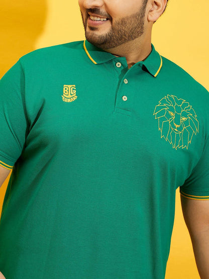 Men Plus Size Thom-Sea Green Solid Polo Tshirt