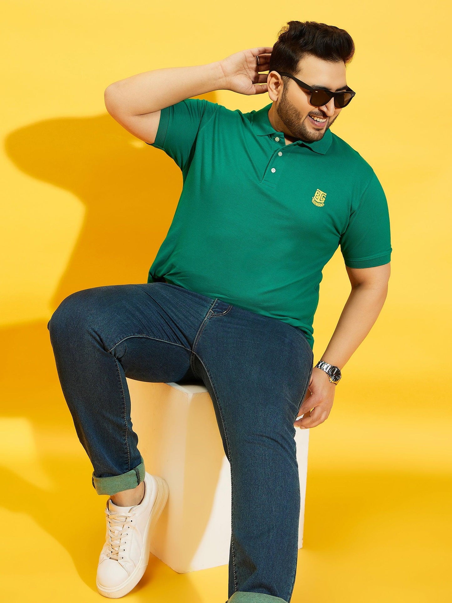 Men Plus Size TIM-SG Solid Polo Tshirt