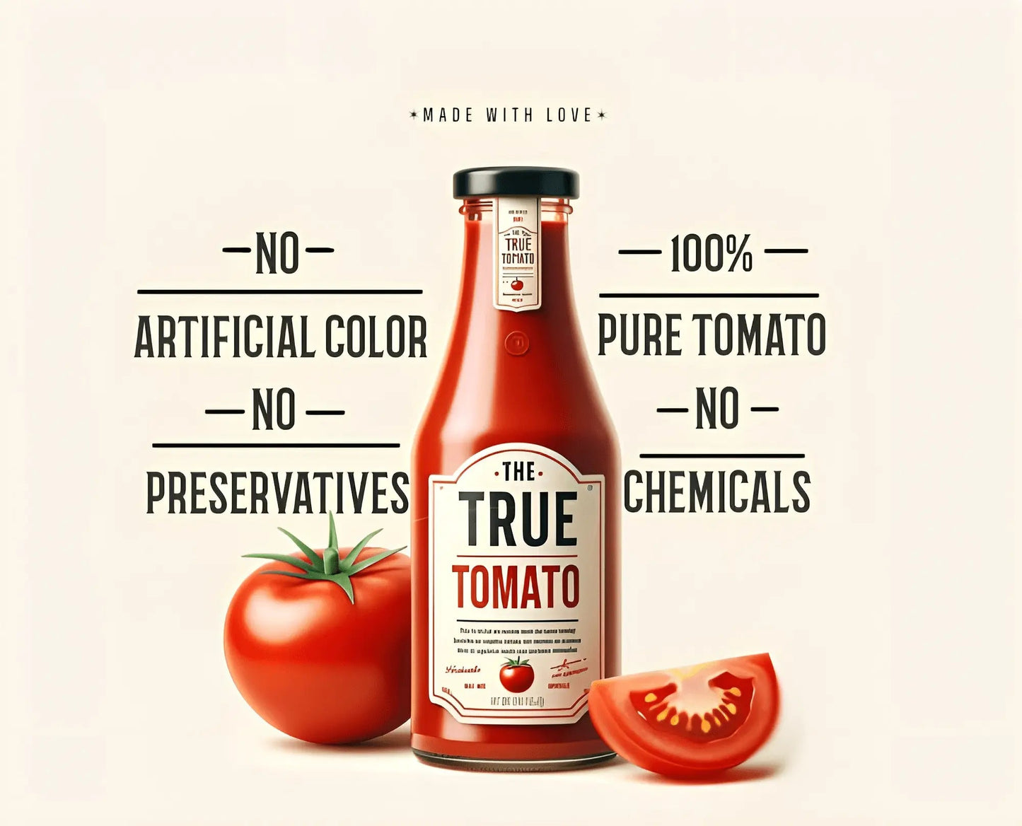 Pure Tomato Ketchup 550 gm - The True Tomato