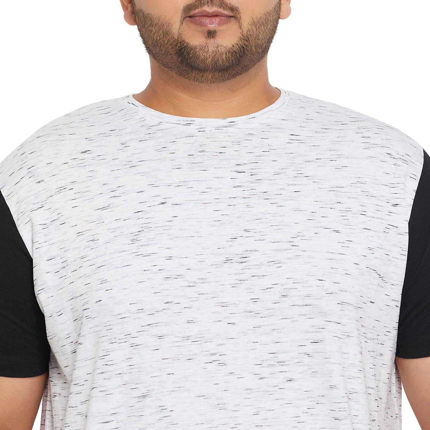 Men Plus Size Trey-White Self Design Round Neck Tshirt