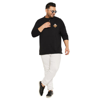 Men Plus Size Trimp Solid Henley Tshirt