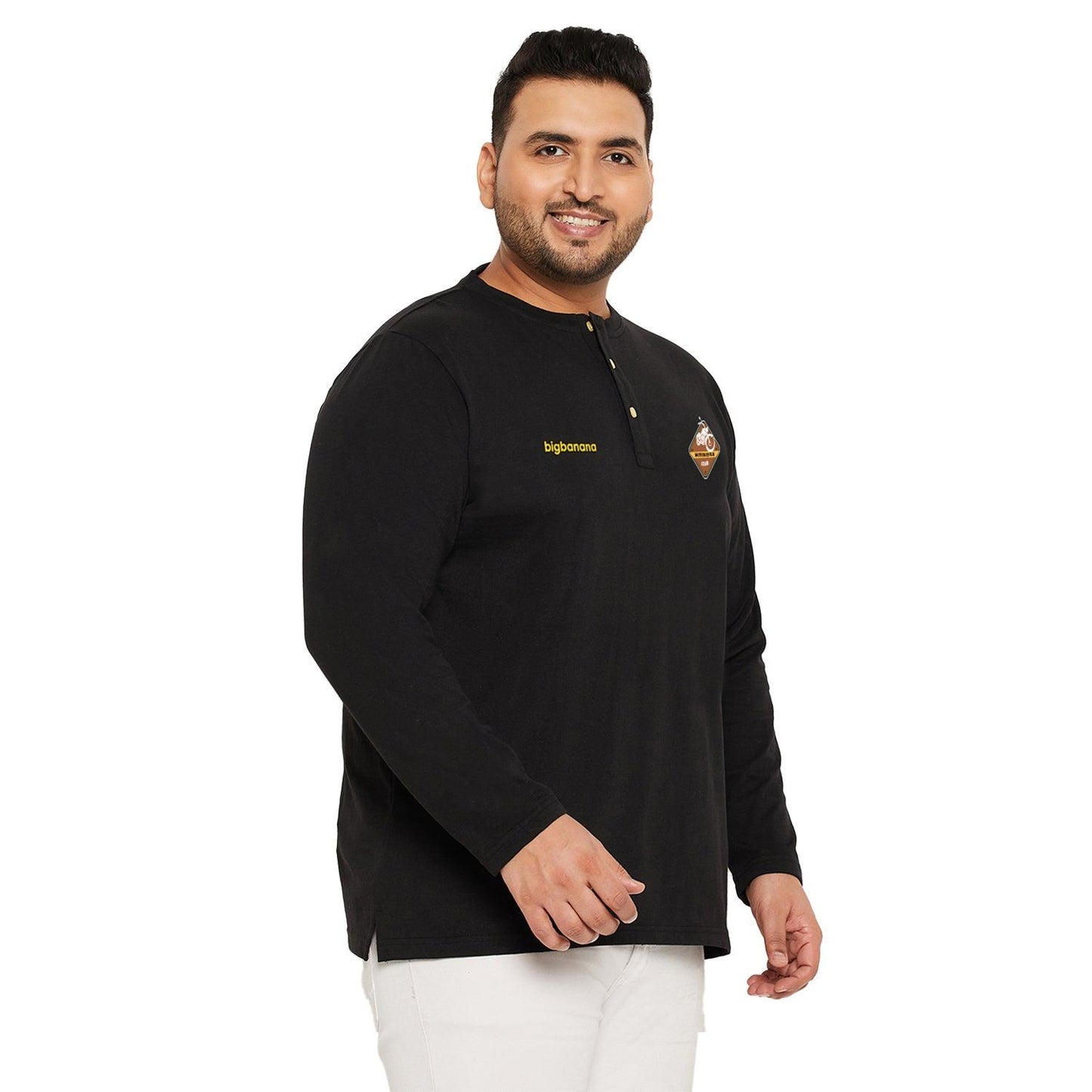 Men Plus Size Trimp Solid Henley Tshirt