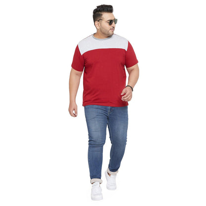 Men Plus Size Troop Colorblock Round Neck Tshirt