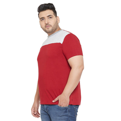 Men Plus Size Troop Colorblock Round Neck Tshirt