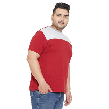 Men Plus Size Troop Colorblock Round Neck Tshirt