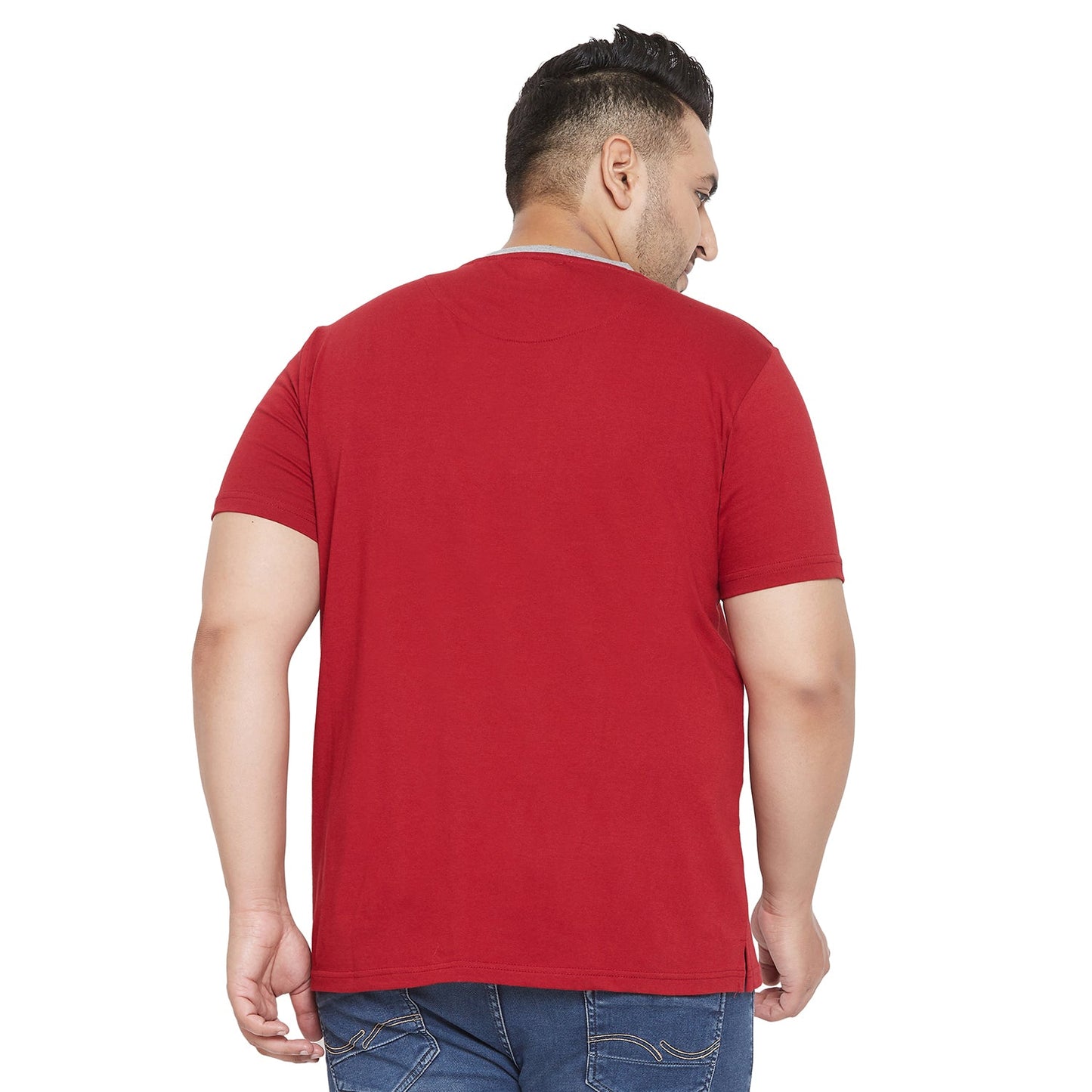 Men Plus Size Troop Colorblock Round Neck Tshirt