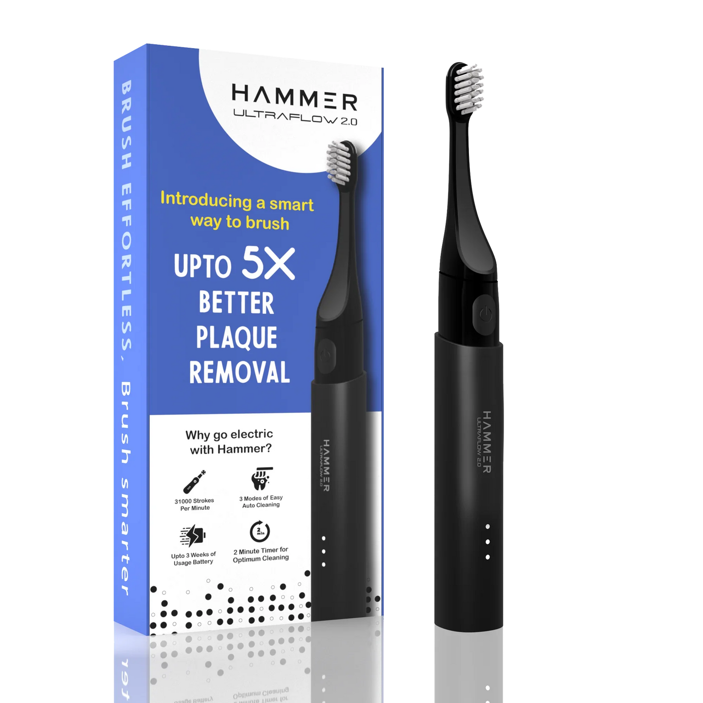 Hammer Ultra Flow 2.0 Premium Electric Toothbrush with 2 Replaceable Heads