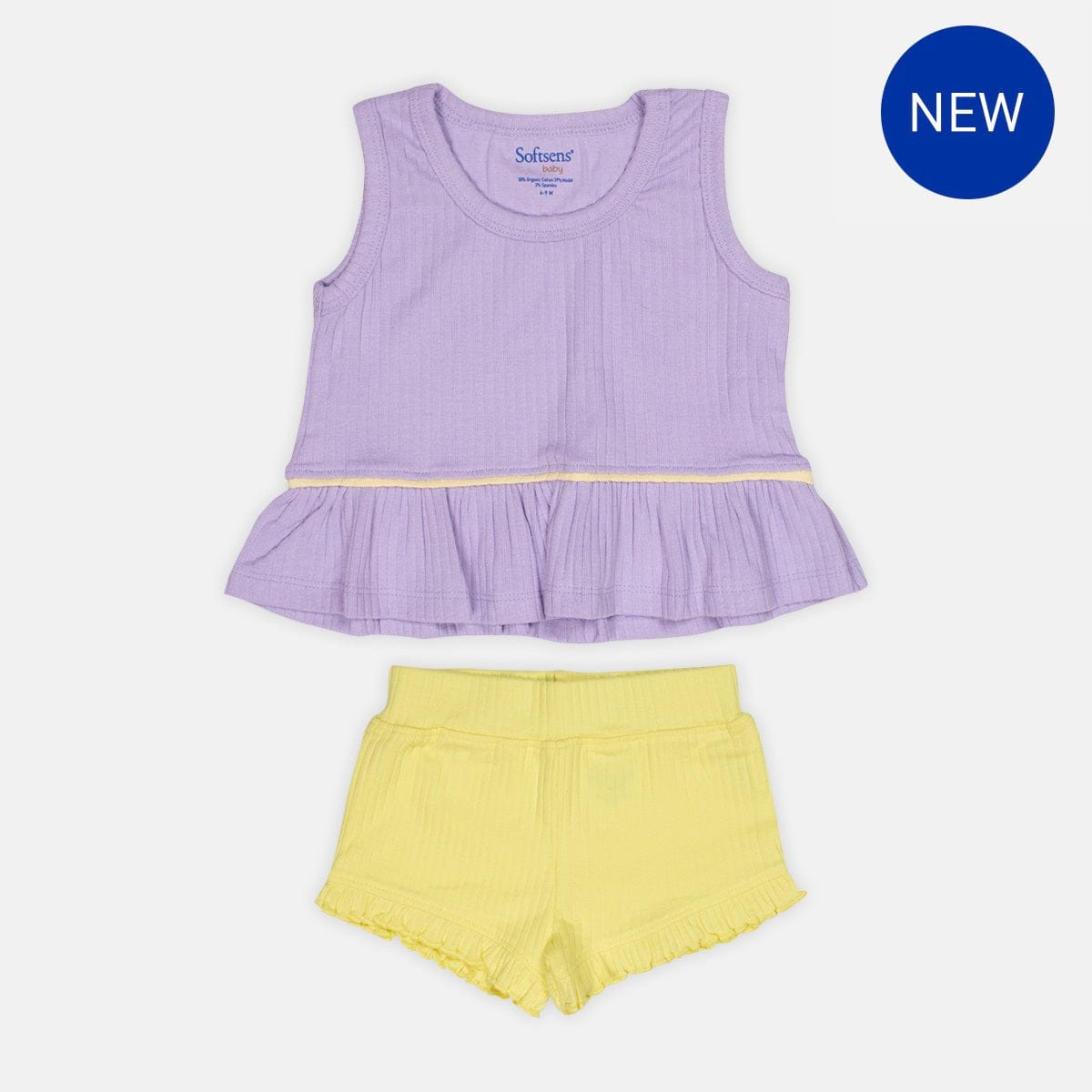 Lavender Sunshine Ribbed Top  Shorts Set