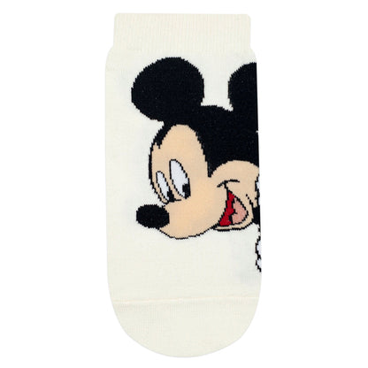 Balenzia x Disney Mickey  Minnie Themed Lowcut Socks for Women-  Pack of 3 Pairs1UFree SizeCream