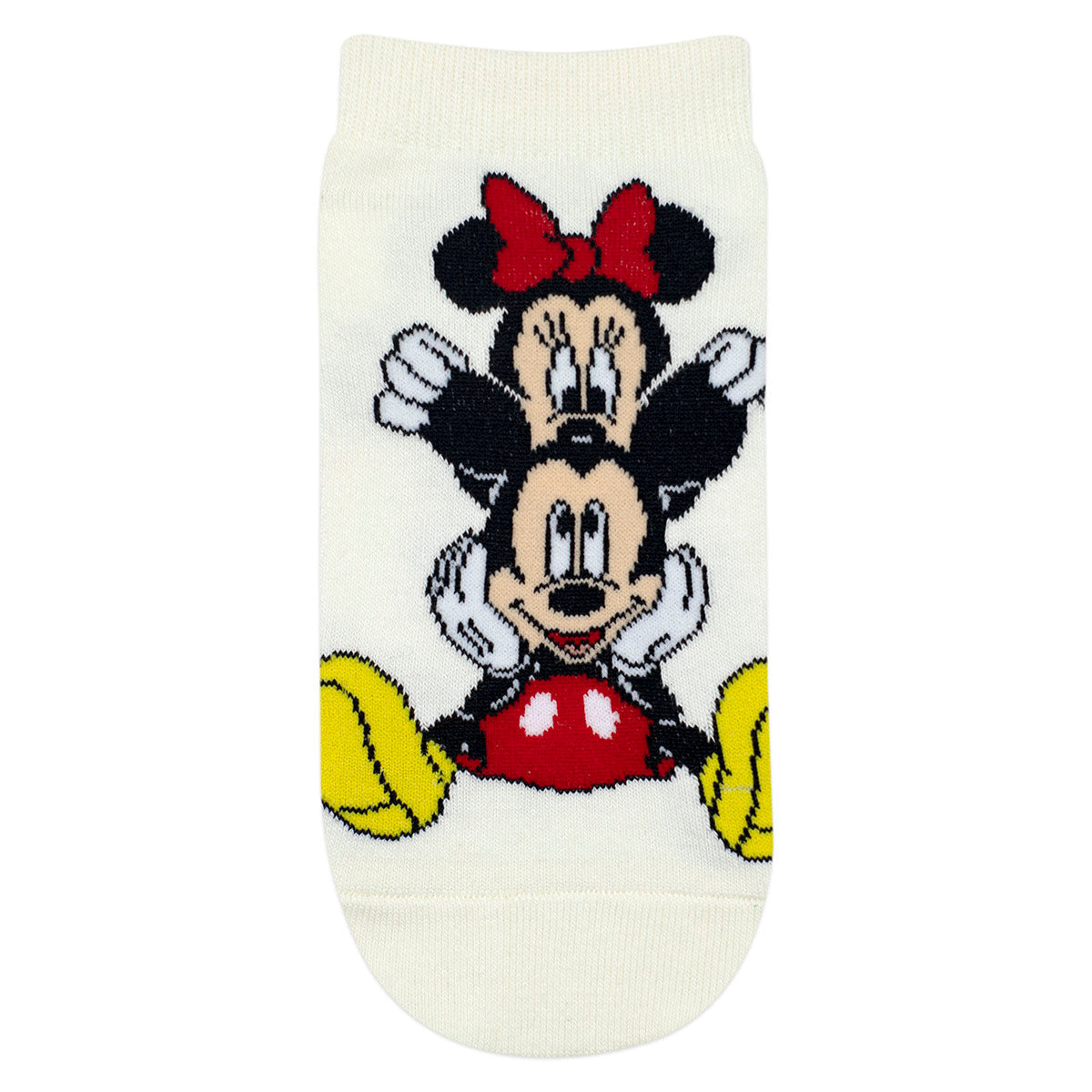 Balenzia x Disney Mickey  Minnie Themed Lowcut Socks for Women-  Pack of 3 Pairs1UFree SizeCream