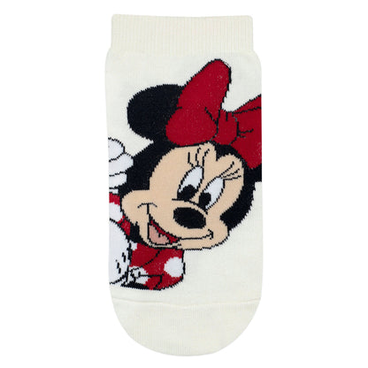 Balenzia x Disney Mickey  Minnie Themed Lowcut Socks for Women-  Pack of 3 Pairs1UFree SizeCream