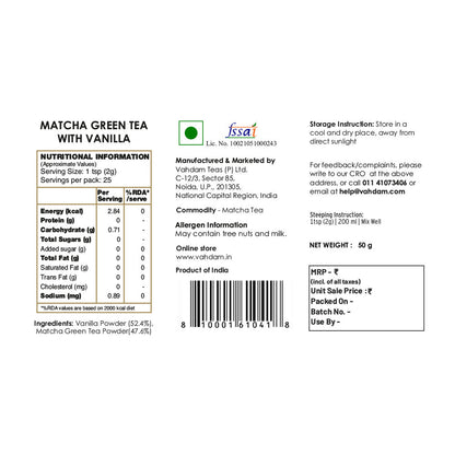 Vanilla Matcha Green Tea Powder 50 gm