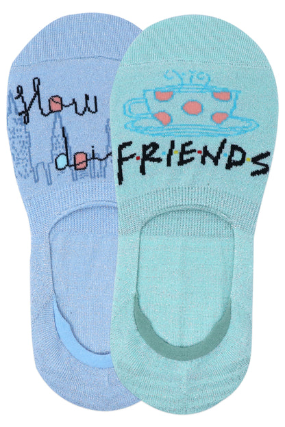 Balenzia x Friends Women-LoaferNo Show Socks Pack of 2 Pairs1U- Green Blue