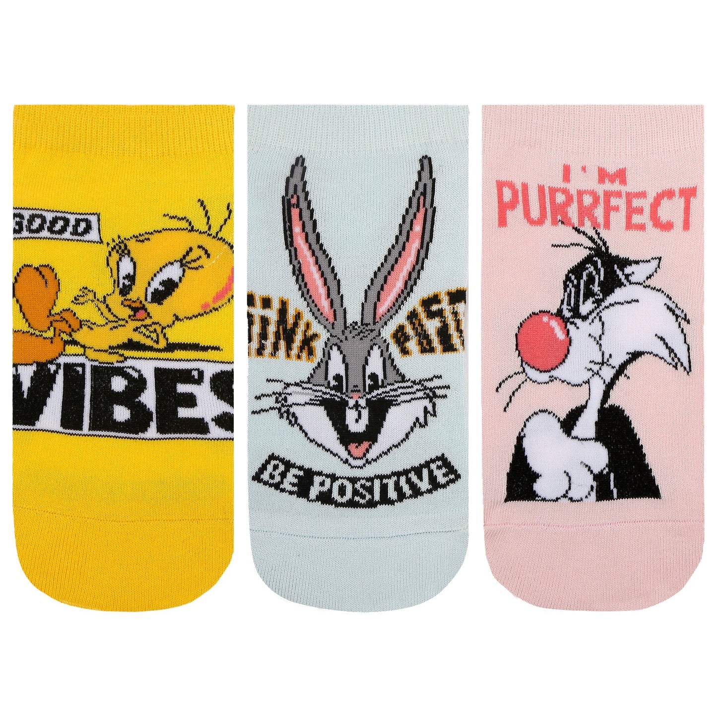 Womens Looney Tunes Cartoon Themed Low-Cut Socks  Multicolor  Pack of 3