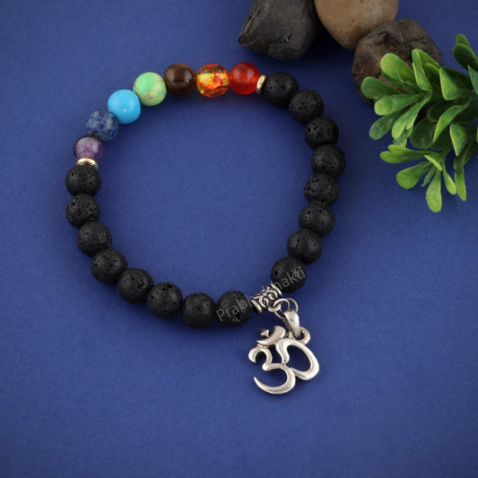 7 Chakra Reiki Beads Bracelet With 925 silver Om Charm