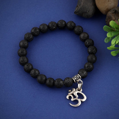 Reiki Feng Shui Beads Crystal Bracelet With 925 Pure Sterling Silver Om Charm