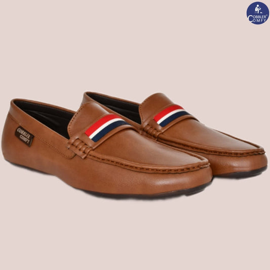 Striped Moccasins for Men  Tan