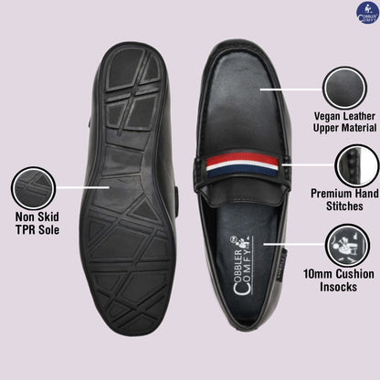 Striped Moccasins for Men  Black