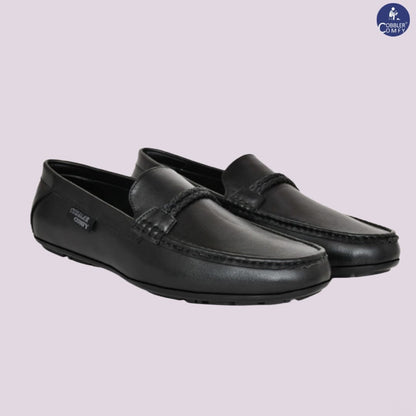 Neat Look Moccasins for Men with Braided Buckle  Black