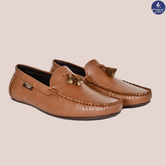 Ethnic Loafers for Men with Intricate Hand-stitched Design  Tan