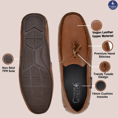 Tussled Moccasins for Men  Tan