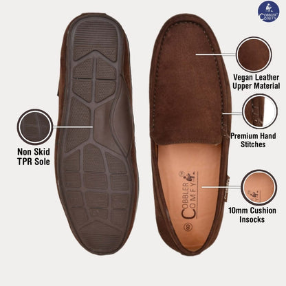 Classic Suede Moccasins for Men  Coffee