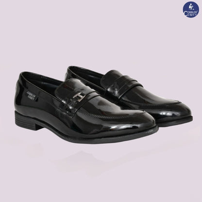 Shiny Slip-on for Men with Metallic Loop Buckle  Black