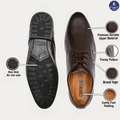 Pointed-toe Neat Look Lace-up Derby Shoes for Men  Coffee