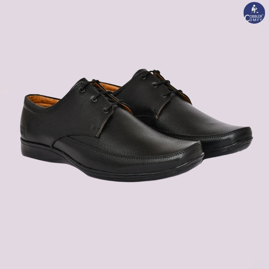 Matte Look Square-toe Derby Formal Shoes for Men  Black