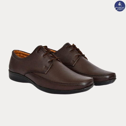 Matte Look Square-toe Derby Formal Shoes for Men  Coffee