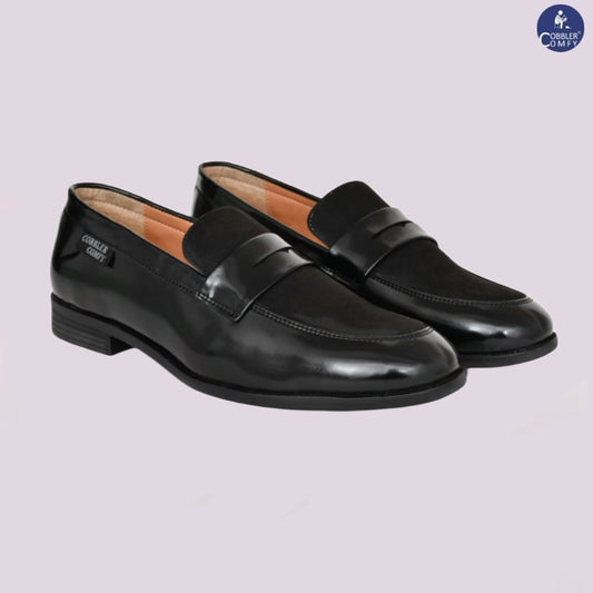 Premium Partywear Loafers for Men with Suede Upper  Black