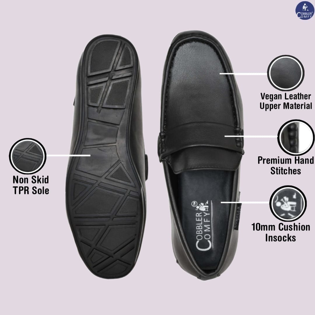 Classic Office-wear Moccasins for Men  Black