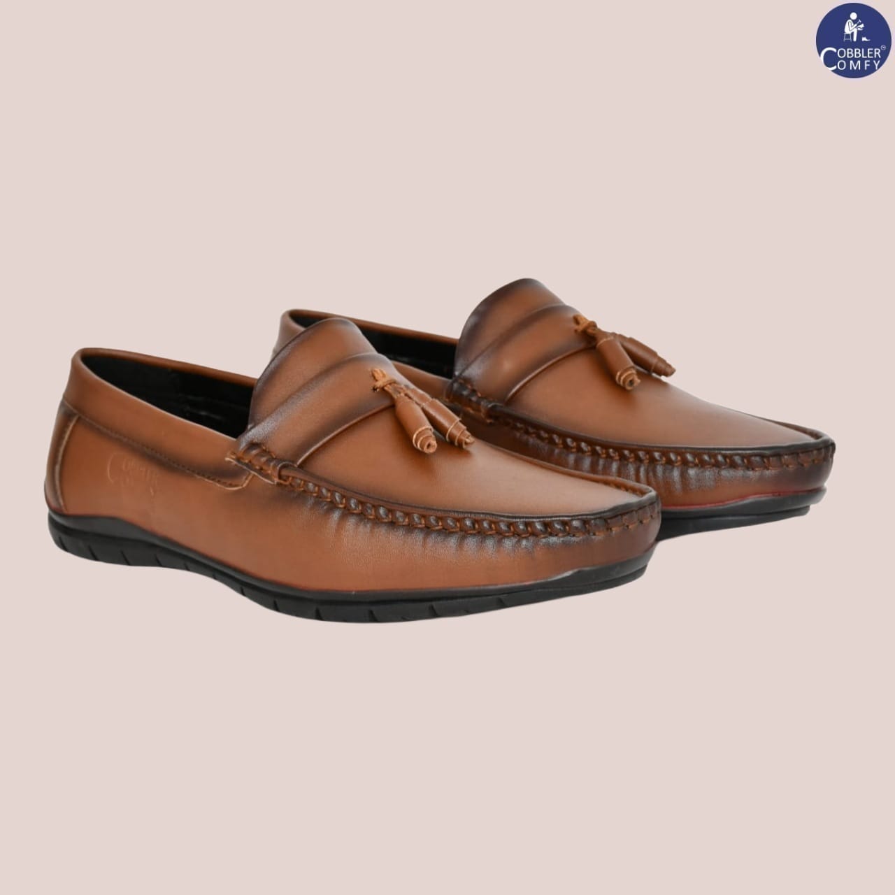 Beaded Tussled Moccasins for Men  Tan