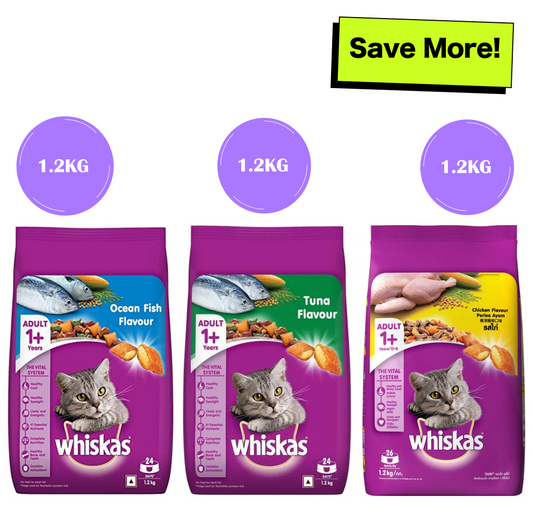 Whiskas Chicken Ocean Fish and Tuna Flavour Adult Cat Dry Food Combo