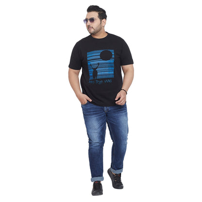 Men Plus Size Wing Printed Round Neck Tshirt