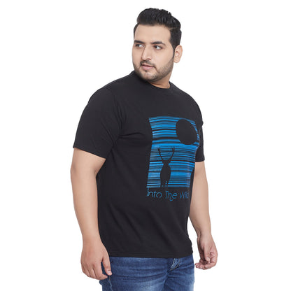 Men Plus Size Wing Printed Round Neck Tshirt