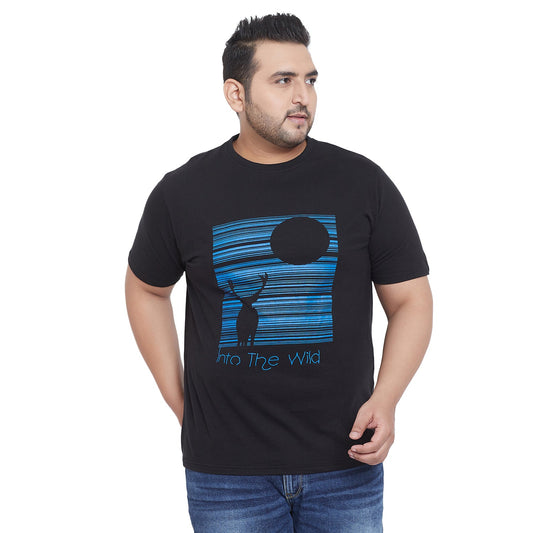 Men Plus Size Wing Printed Round Neck Tshirt