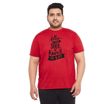 Men Plus Size Wokeman Printed Round Neck Tshirt