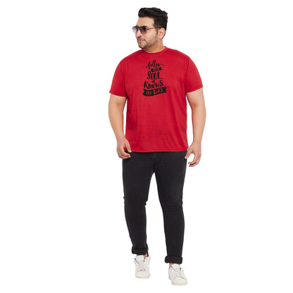 Men Plus Size Wokeman Printed Round Neck Tshirt