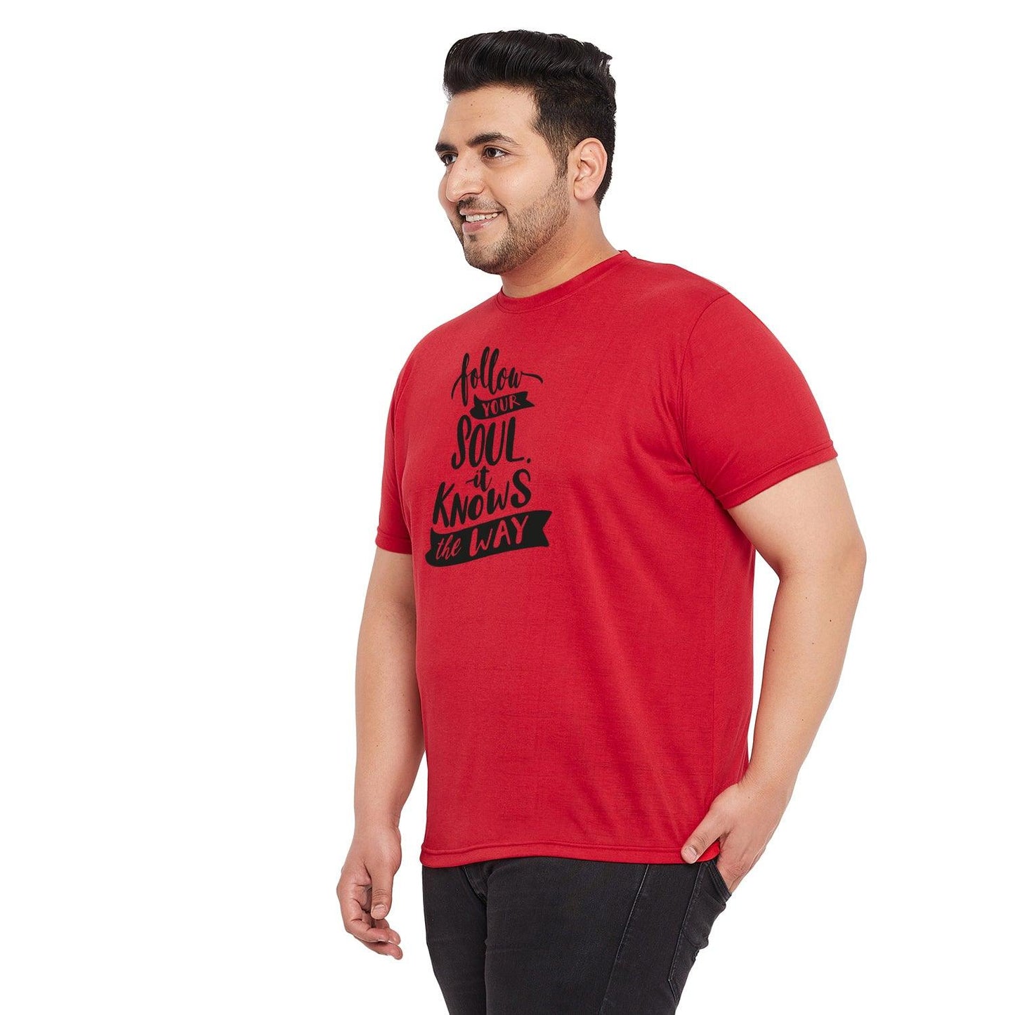 Men Plus Size Wokeman Printed Round Neck Tshirt