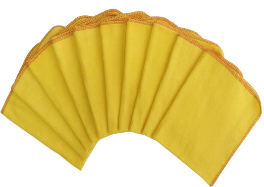 Lushomes Super Soft 10 pcs Flannel Yellow Duster tea towels for kitchen use, 16x20 Inches.