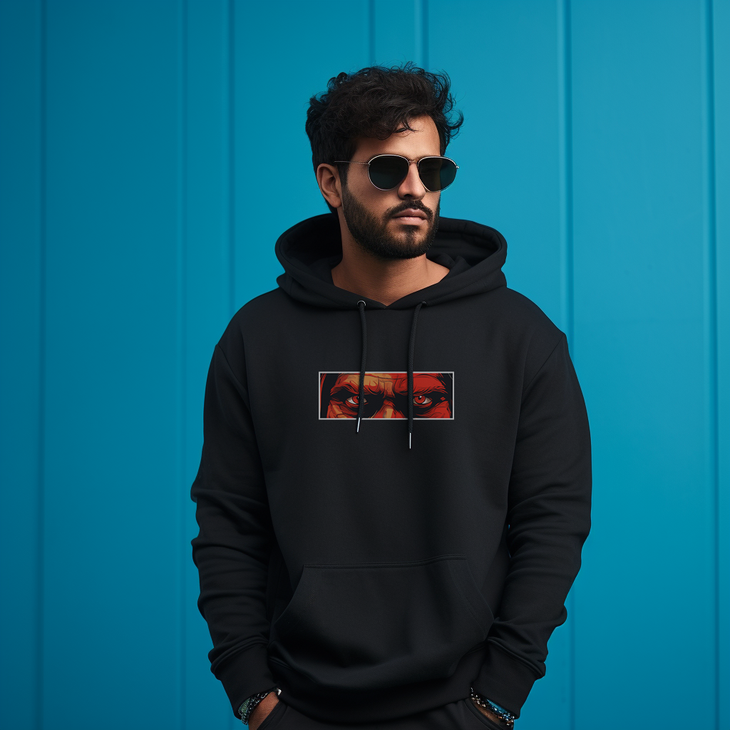 Aghori Printed Black Hoodie for Mens