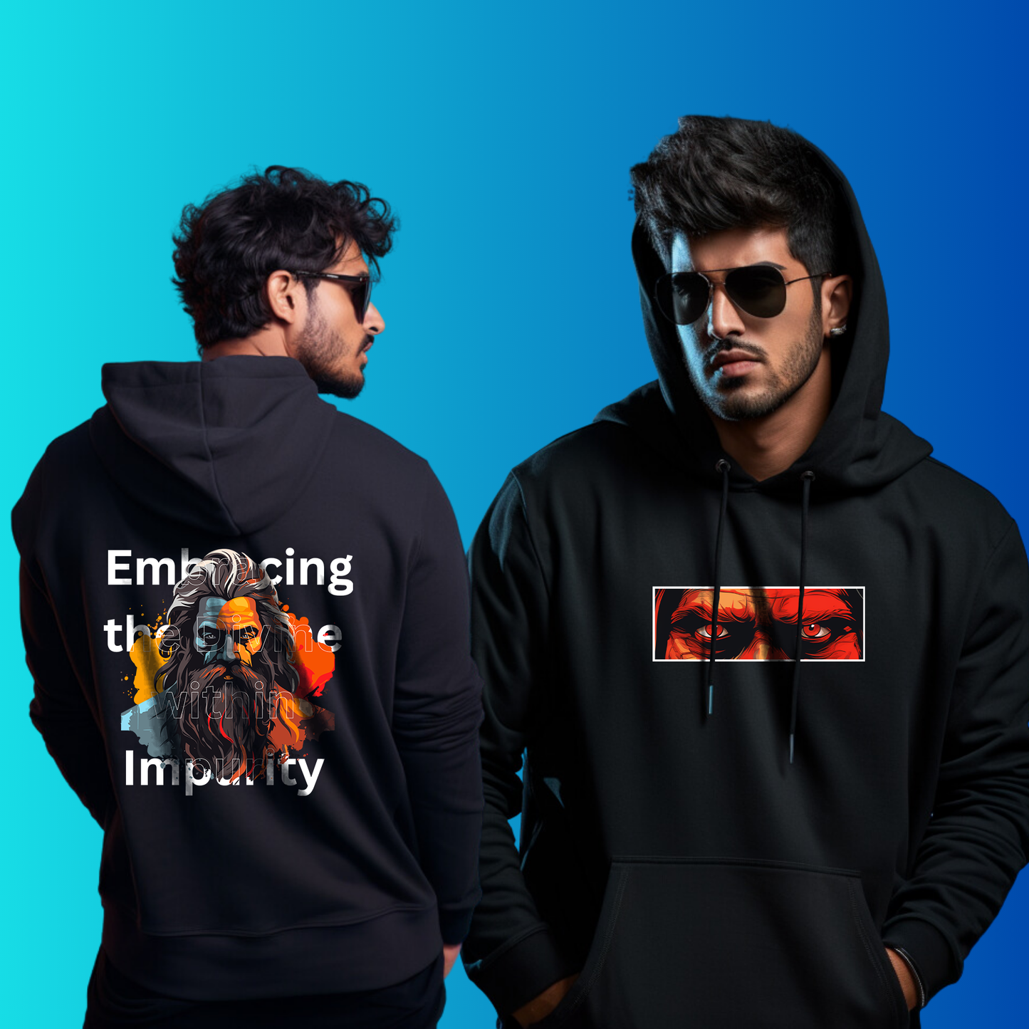 Aghori Printed Black Hoodie for Mens