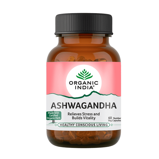 ORGANIC INDIA Ashwagandha Capsules  Anxiety  Stress Relief  Energy  Endurance  Immunity Booster - 60 Capsules