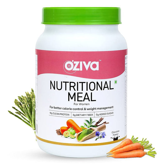 OZiva Nutritional Meal for Women, chocolate 1kg: Weight Loss, Calorie Control, Better Energy, Metabolism, 18g Protein, 6.4g Fibre, Ashwagandha, Tulsi.