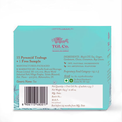 TGL Kadak Masala Chai Tea Black Tea 32 Tea Bags 30 Tea Bags  2 Free Exotic Sample